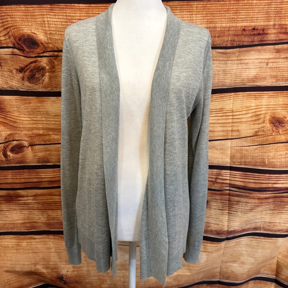 Ann Taylor LOFT Womens Gray Lightweight Open Front Cardigan Size M